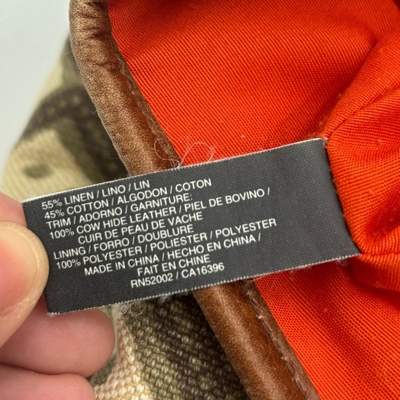 LIZ CLAIBORNE Linen Cotton Leather Trim Handbag - Picture 9 of 12